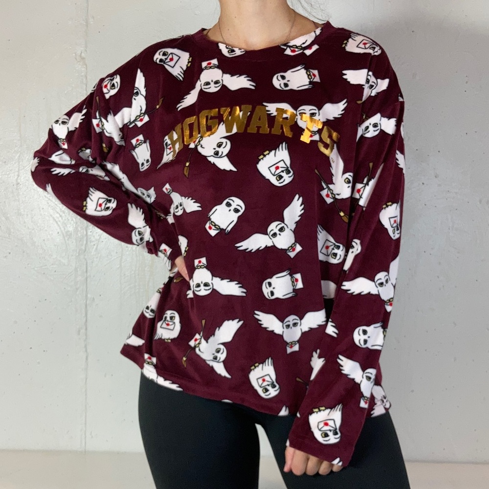 Hogwarts Hedwig Printed Fleece Spirit Jersey Long Sleeve Shirt